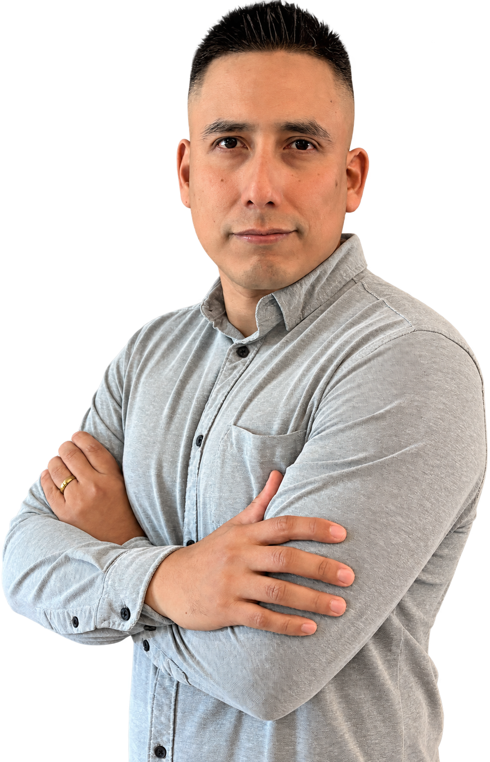 gray shirt portrait with transparent background